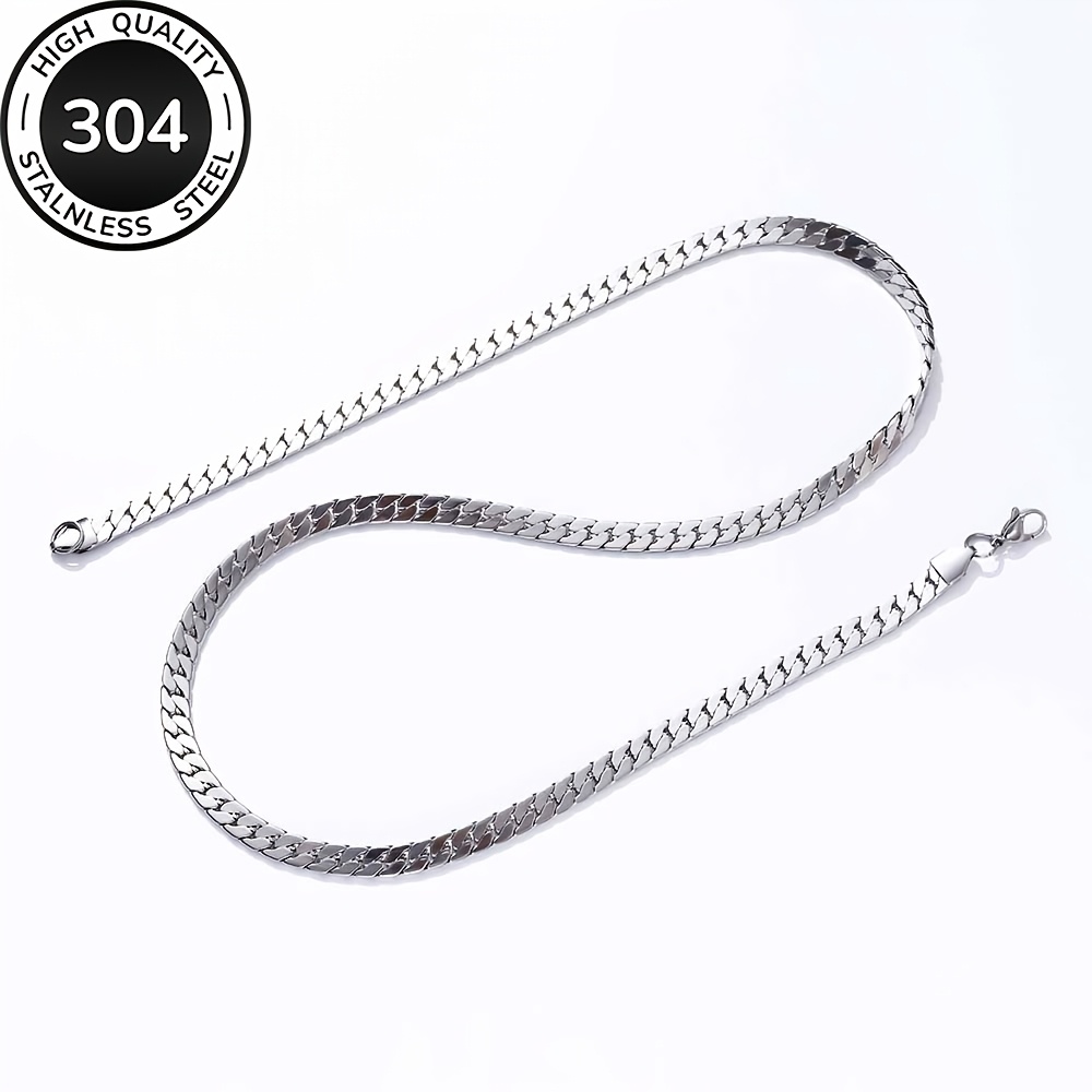 Men's Cuban Link Chain Necklace in Polished 304 Stainless Steel